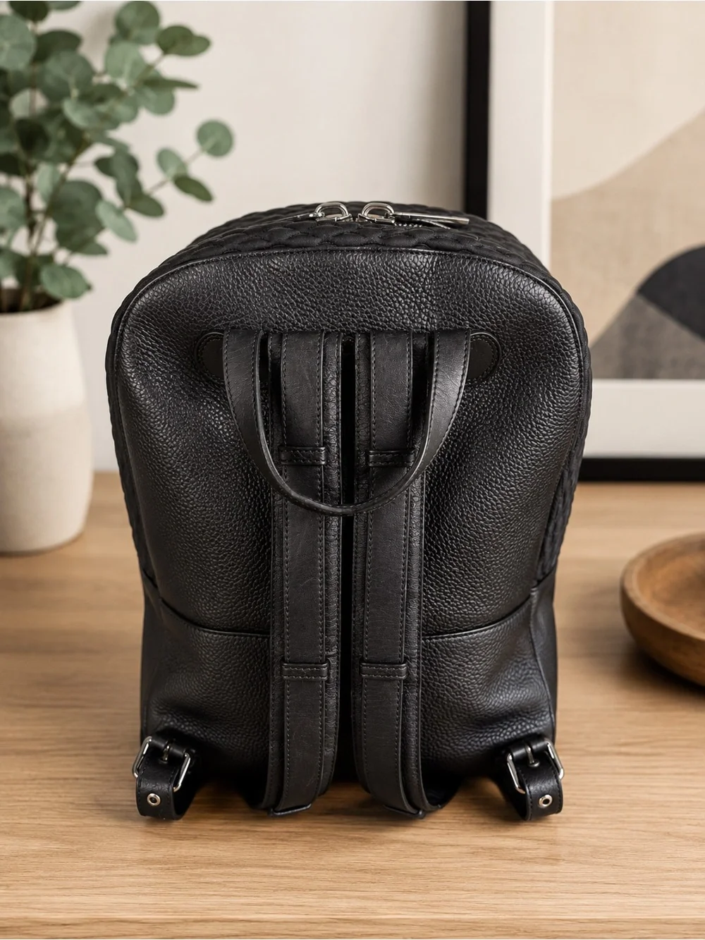Christian Louboutin Aliosha Black Quilted Backpack with Leather Trim